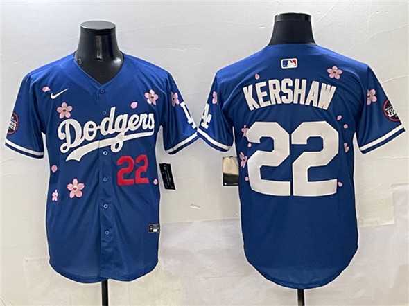 Mens Los Angeles Dodgers #22 Clayton Kershaw Royal 2025 Tokyo Series Limited Stitched Jersey
